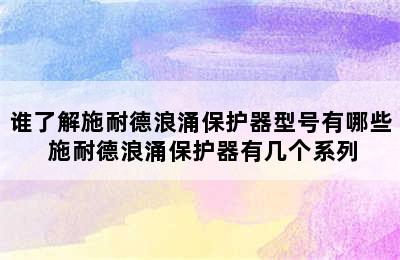 谁了解施耐德浪涌保护器型号有哪些 施耐德浪涌保护器有几个系列